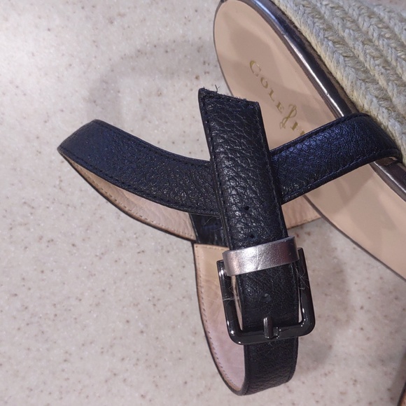 Cole Haan Black Leather Espadrille Wedge Sandals Size 9 Medium EUC - Picture 9 of 16